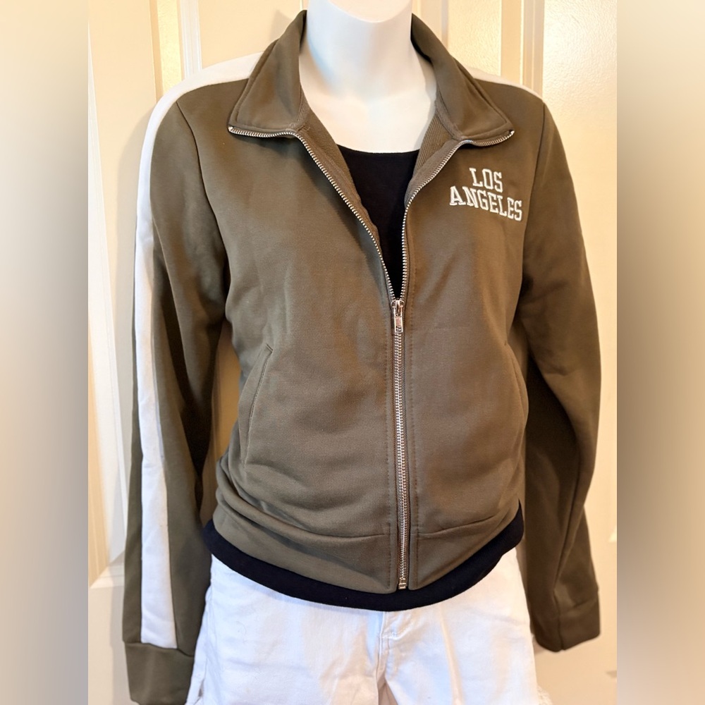 Los Angeles Olive Zip-Up Track Jacket for Women